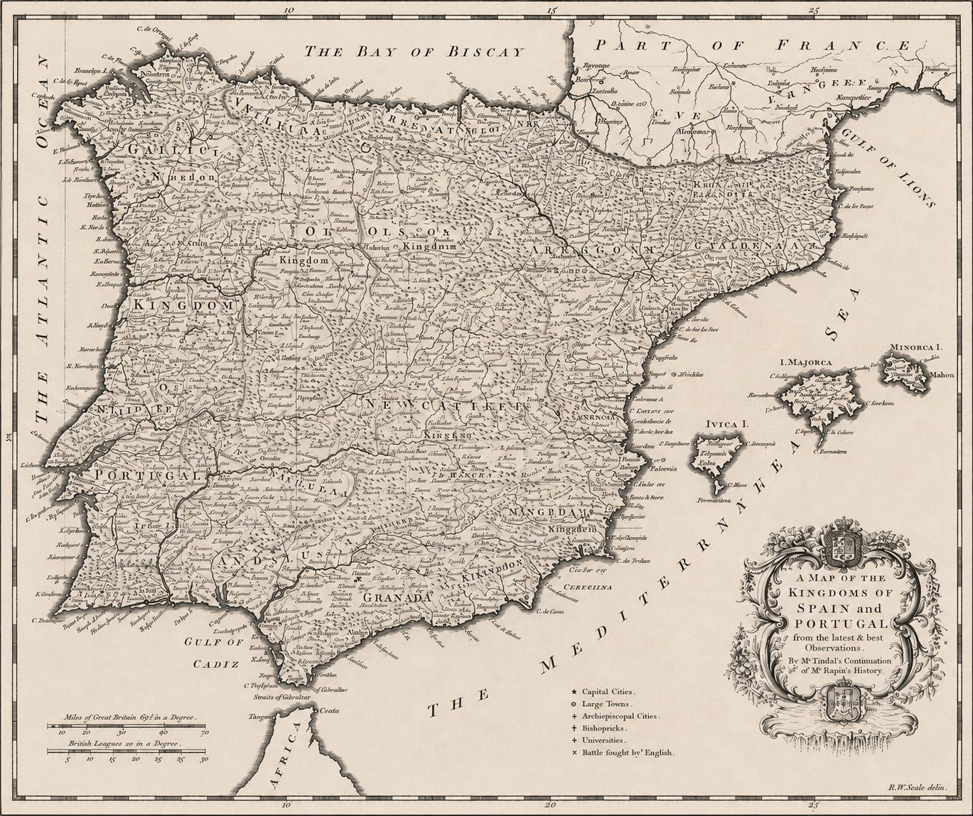 Detailed map of Spain and Portugal — Antiques & Curiosities from The Quirk